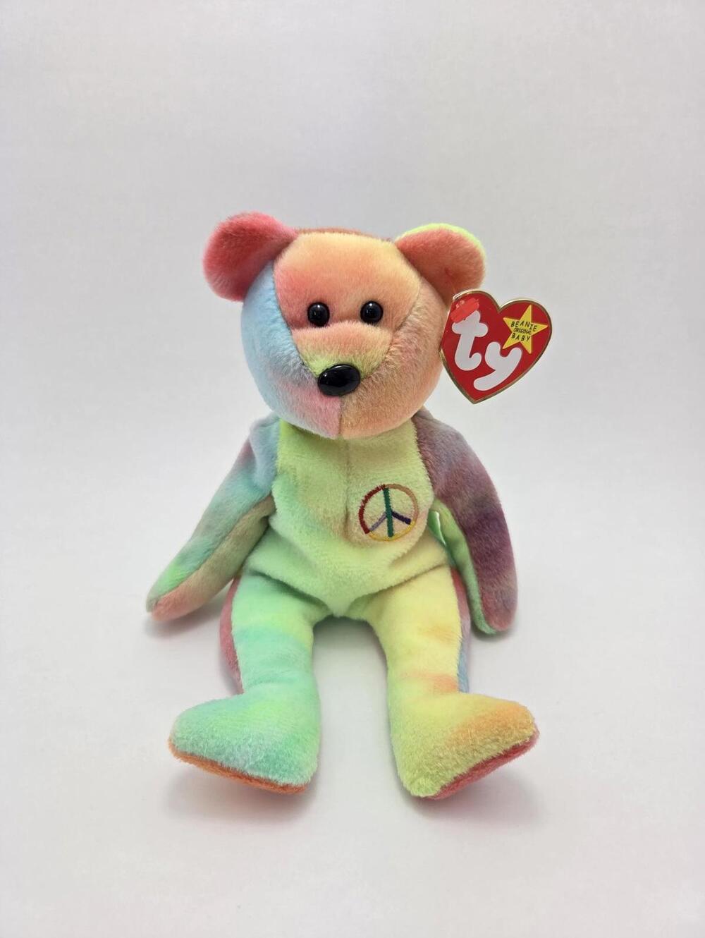 Ty Beanie Baby Peace the Tie-Dye Bear - Made in Indonesia